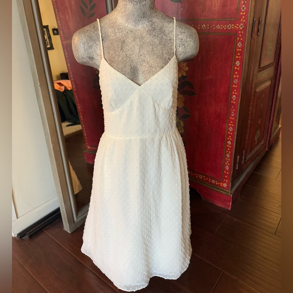 White summer dot J Crew dress